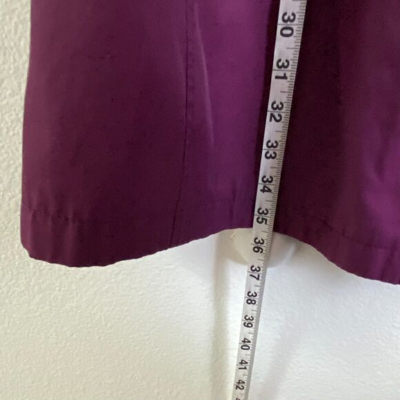 Gallery Trench Coat Rain Hoodie Mac Purple Size M Button Tie Waist Belt Pocket - Picture 10 of 13